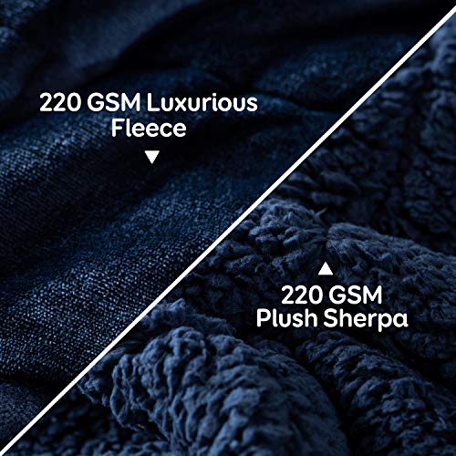 Cottonblue Sherpa Fleece Weighted Blanket 15 lbs for Adult, Flannel Cozy Plush Bed Blankets, Fuzzy Sherpa Flannel Blanket Full Size, Minky Soft Blanket for Sofa Bed,48 x 72 inches, Navy Blue - Image 2