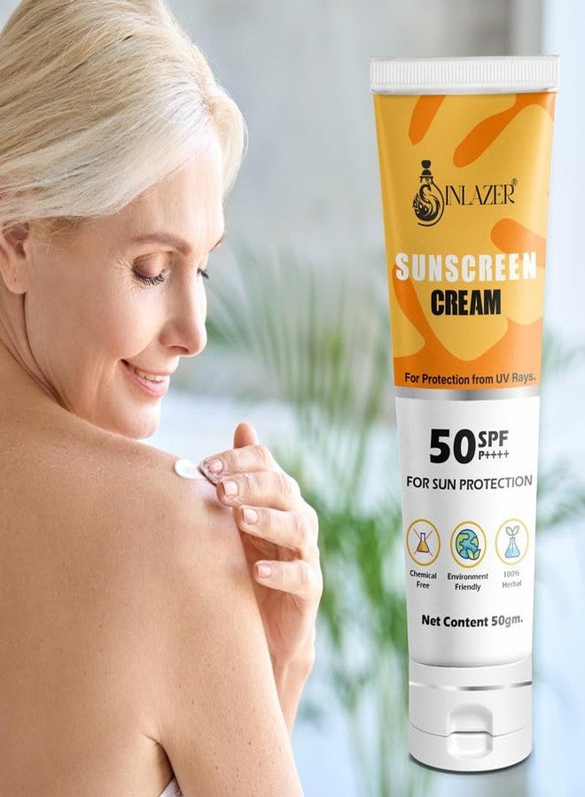 Inlazer Sunscreen Spf 50 Cream For Radiant Skin - Deep Moisturization, Protects From UVA/B, avoiding sun tanning & external damage - Image 2