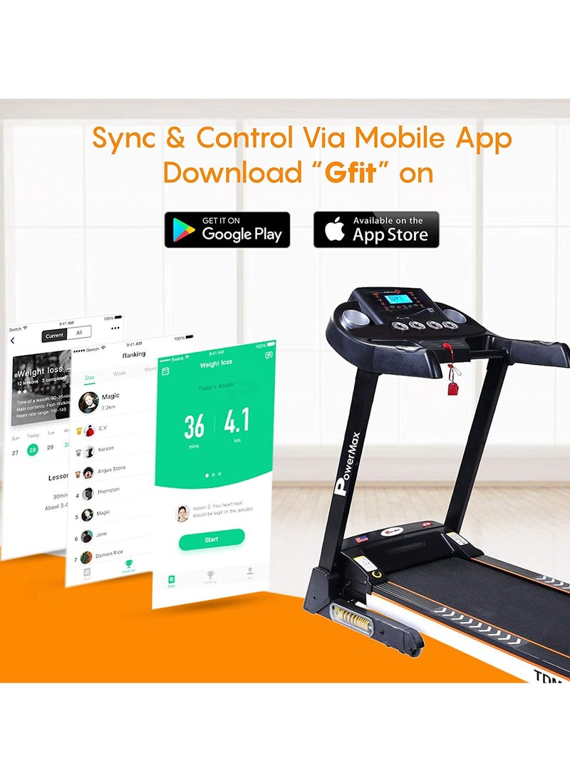 PowerMax Fitness - PowerMax Fitness TDA-125 SERIES (4.0HP Peak) Motorized Foldable, Electric Treadmill【LCD Display | BMI | Spring Resistance】Running Machine for Max Pro-Workout by Walk, Run & Jog at Home - Image 1