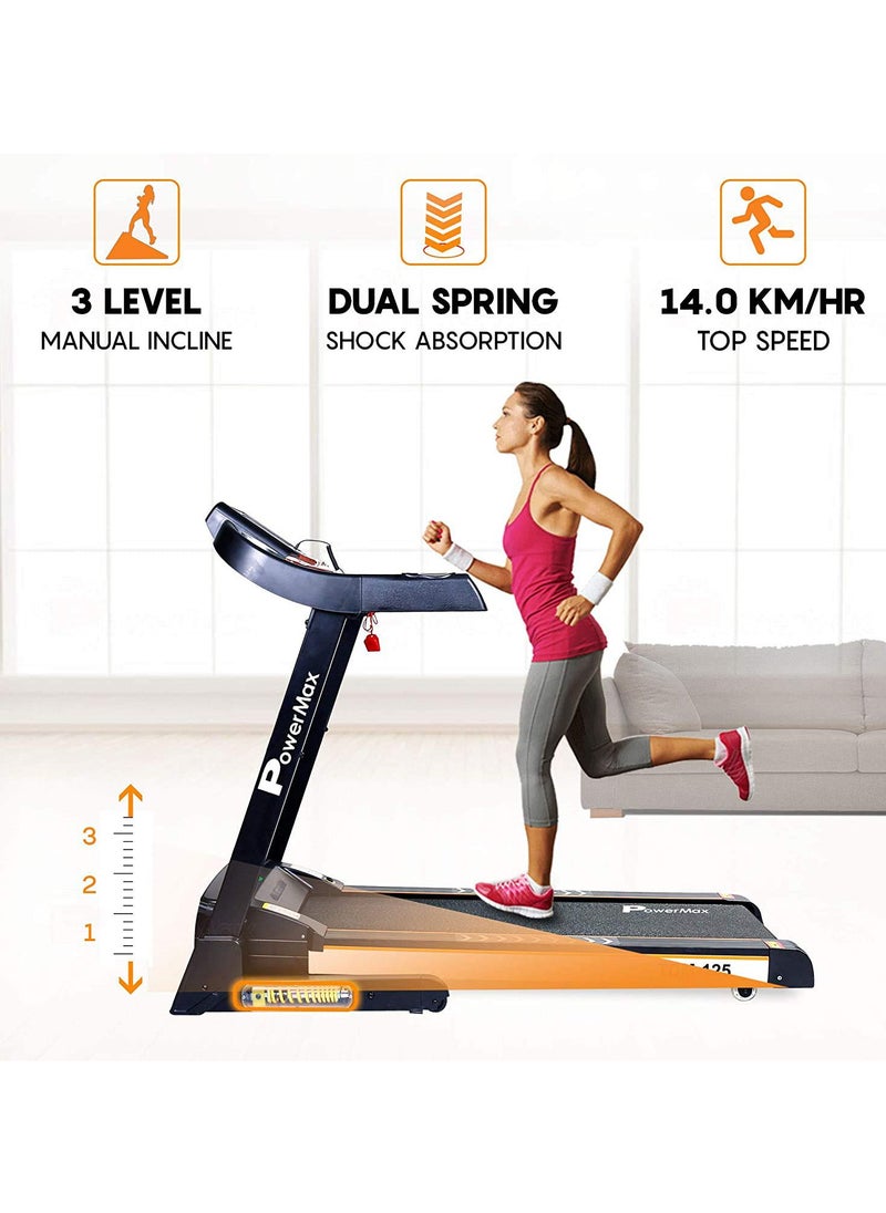 PowerMax Fitness - PowerMax Fitness TDA-125 SERIES (4.0HP Peak) Motorized Foldable, Electric Treadmill【LCD Display | BMI | Spring Resistance】Running Machine for Max Pro-Workout by Walk, Run & Jog at Home - Image 1