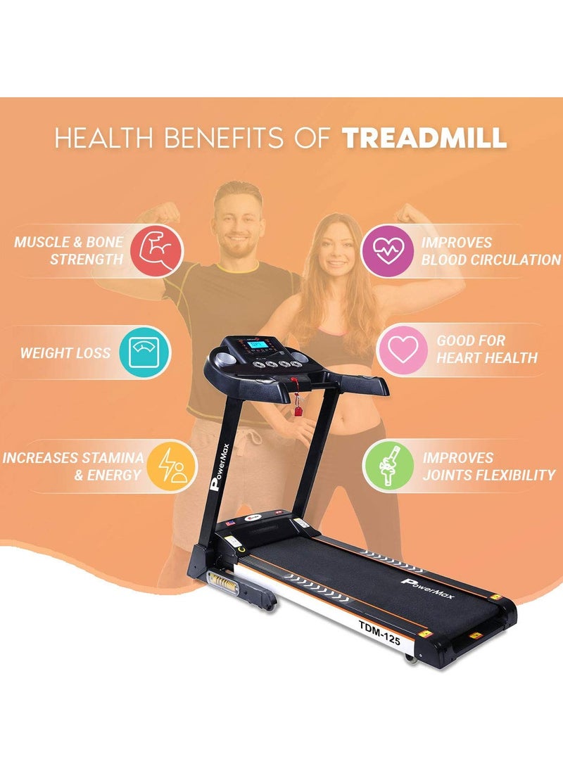 PowerMax Fitness - PowerMax Fitness TDA-125 SERIES (4.0HP Peak) Motorized Foldable, Electric Treadmill【LCD Display | BMI | Spring Resistance】Running Machine for Max Pro-Workout by Walk, Run & Jog at Home - Image 1