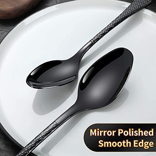 Lemeya Hammered Black Silverware Set,20 Piece Modern Flatware Set Service for 4,Mirror Polished Stainless Steel Cutlery Set Utensil Set Tableware Set,Kitchen Knives Forks Spoons Set,Dishwasher Safe - Image 5