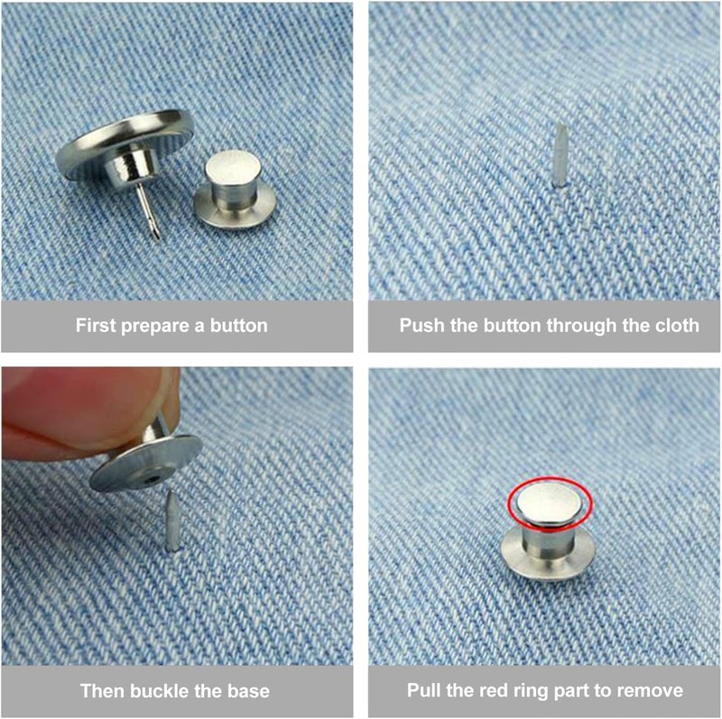 klarako 10pcs Replacement Jeans Buttons No Sew Instant Buttons to Extend or Reduce Adjustable Pants Button Tack Buttons Metal Button - Image 3