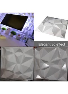 EzzySo 12 Pcs 3D Wall Panel 3D Texture PVC Wallpaper Diamond Design Decorative Wall Cover For Living Room Lobby Bedroom Office PVC Material White Each 30x30cm  - Image 2