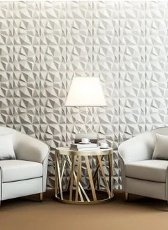 EzzySo 12 Pcs 3D Wall Panel 3D Texture PVC Wallpaper Diamond Design Decorative Wall Cover For Living Room Lobby Bedroom Office PVC Material White Each 30x30cm  - Image 5