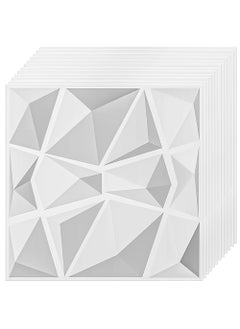 EzzySo 12 Pcs 3D Wall Panel 3D Texture PVC Wallpaper Diamond Design Decorative Wall Cover For Living Room Lobby Bedroom Office PVC Material White Each 30x30cm  - Image 1