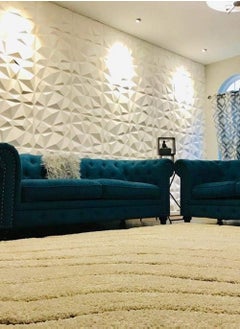 EzzySo 12 Pcs 3D Wall Panel 3D Texture PVC Wallpaper Diamond Design Decorative Wall Cover For Living Room Lobby Bedroom Office PVC Material White Each 30x30cm  - Image 4