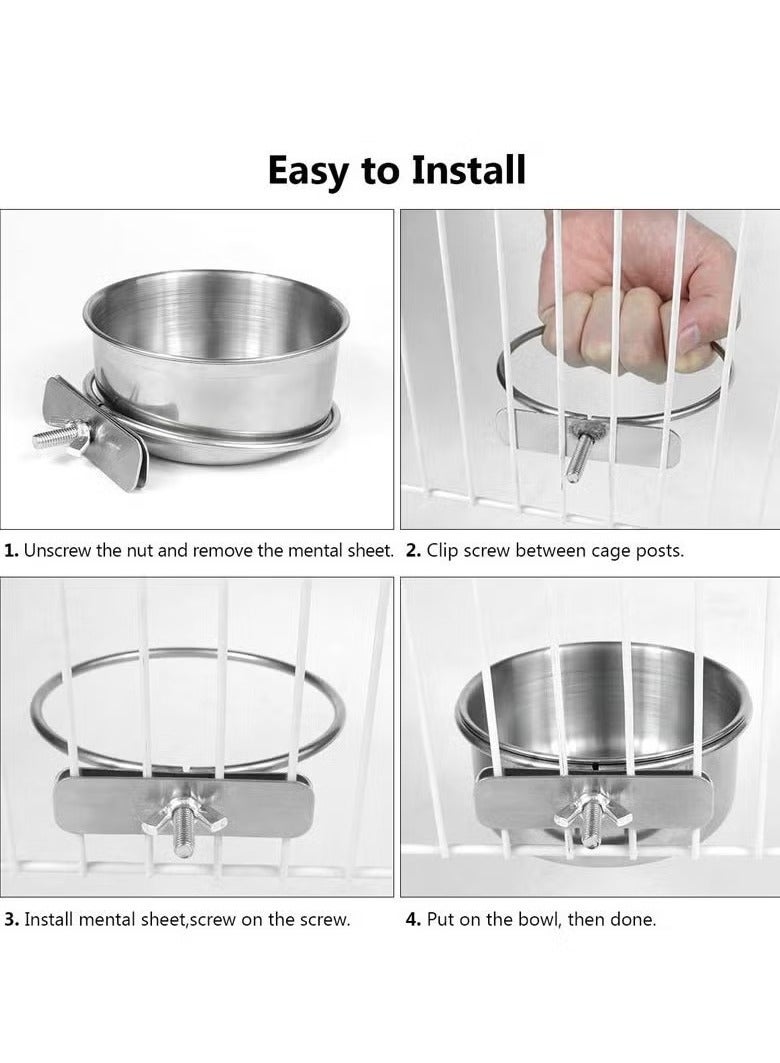 Realfrog 2 Pack Bird Cage Food Water Dispenser Parrot Dish Feeder Cup for Cage Stainless Steel Holder Container Macaws Ferret  - Image 5