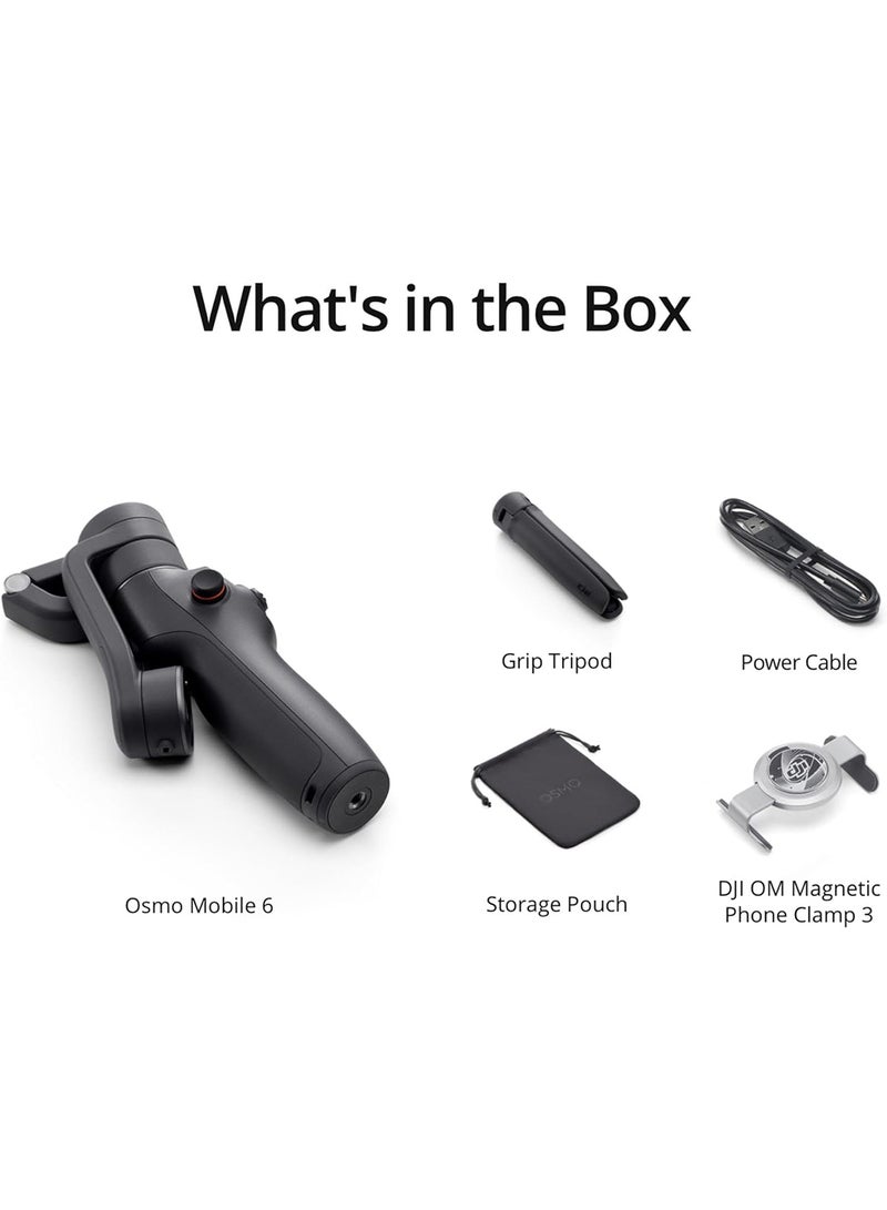 dji Osmo Mobile 6 Smartphone Gimbal Stabilizer,OM Magnetic phone clamp, 3-Axis Phone Gimbal, Built-In Extension Rod, Android And iPhone Gimbal, Vlogging Stabilizer YouTube TikTok video, UAE Version With Official Warranty Support Black - Image 4