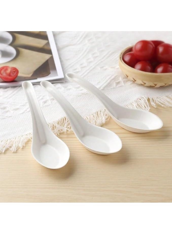 مجموعة ملاعق الشوربة الصينية مكونة من 6 قطع من الميلامين | ملاعق حساء غير قابلة للكسر | ملاعق شوربة رامن و شوربة وون تون الآسيوية | ملعقة ميلامين - Image 2