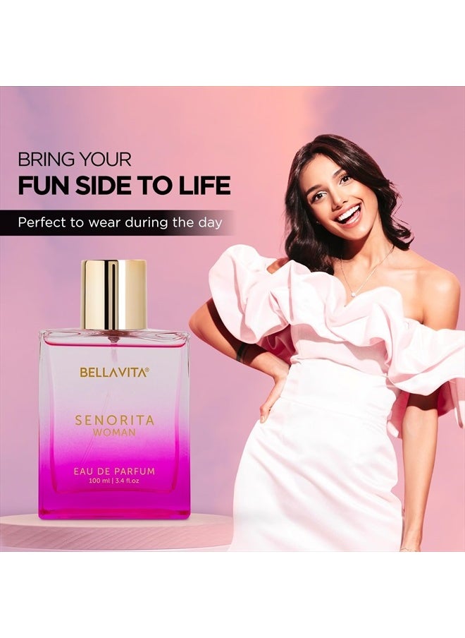 Bella Vita Luxury - Senorita Perfume for women, 100mL | Floral & Fruity Scent, Blend of Pomegranate, Mint, Peony, Lotus, Yuzu, Magnolia, Musk, Mahogany and Amber - Image 1