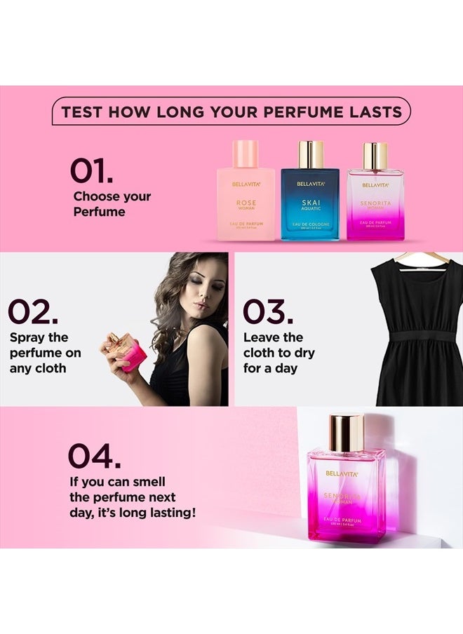 Bella Vita Luxury - Senorita Perfume for women, 100mL | Floral & Fruity Scent, Blend of Pomegranate, Mint, Peony, Lotus, Yuzu, Magnolia, Musk, Mahogany and Amber - Image 1