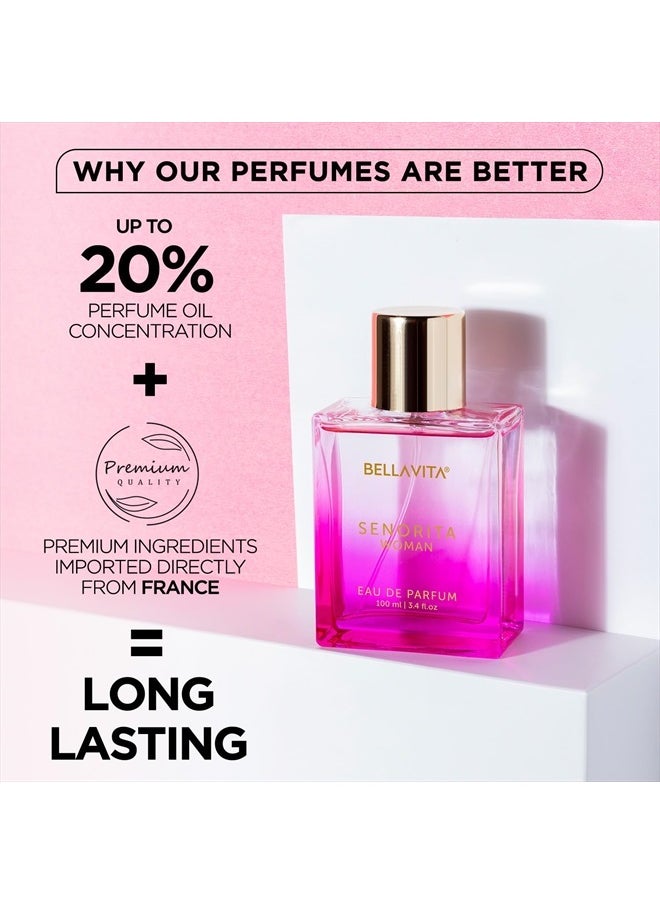 Bella Vita Luxury - Senorita Perfume for women, 100mL | Floral & Fruity Scent, Blend of Pomegranate, Mint, Peony, Lotus, Yuzu, Magnolia, Musk, Mahogany and Amber - Image 1