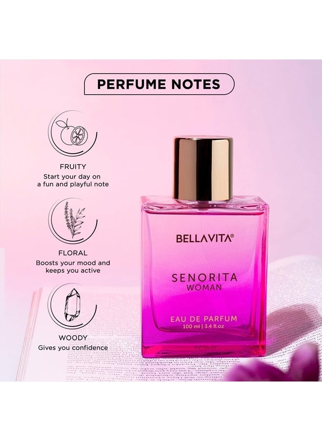 Bella Vita Luxury - Senorita Perfume for women, 100mL | Floral & Fruity Scent, Blend of Pomegranate, Mint, Peony, Lotus, Yuzu, Magnolia, Musk, Mahogany and Amber - Image 1