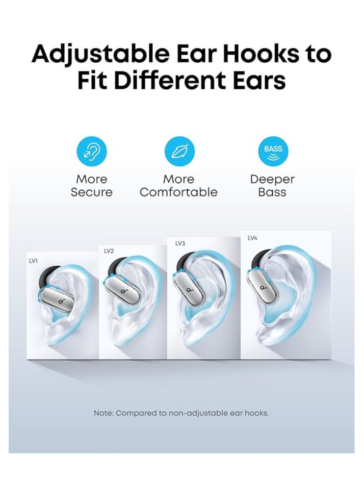 Soundcore V40i by Anker, Open-Ear Headphones, Crystal Clear Design, 4 Adjustable Positions for Every Ear Size, Richer Bass, IP55, 21-Hour Playtime, AI Clear Calls, Bluetooth 5.4, App Control - White - Image 4