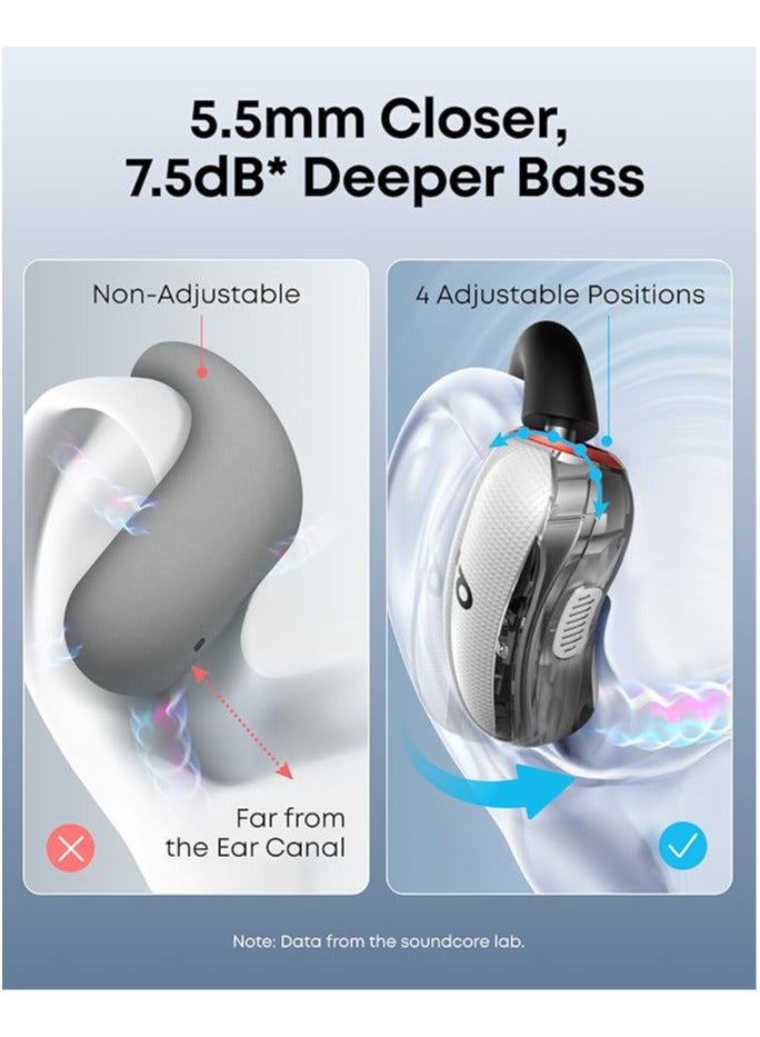 Soundcore V40i by Anker, Open-Ear Headphones, Crystal Clear Design, 4 Adjustable Positions for Every Ear Size, Richer Bass, IP55, 21-Hour Playtime, AI Clear Calls, Bluetooth 5.4, App Control - White - Image 5