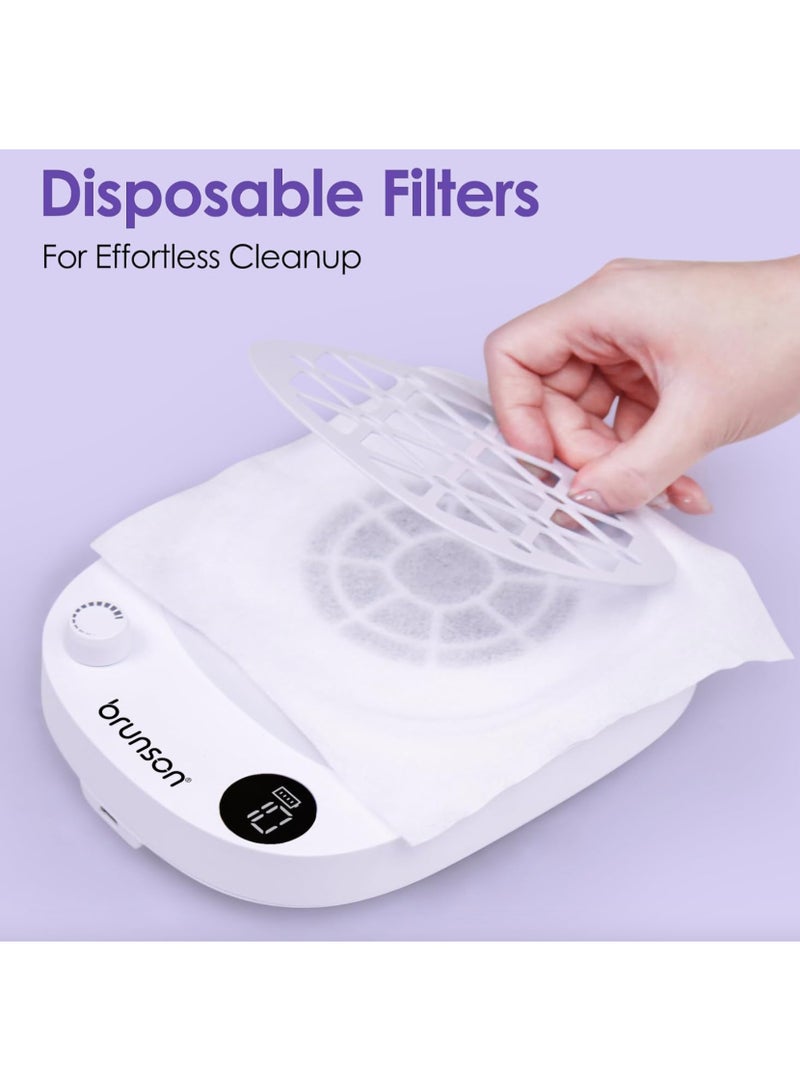 Brunson Professional Nail Dust Collector Machine – 6000RPM Brushless Motor with Dust Collector Pad | Rechargeable Cordless Nail Vacuum for Acrylic & Gel Nails, Strong Suction, Ultra-Quiet Operation, 10-Level Adjustable Speed & Reusable Filter for Salon Use - Image 5