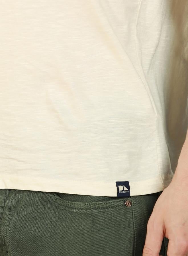 Dennis Lingo Regular Fit Offwhite Cotton Henley Neck T-Shirt  - Image 2