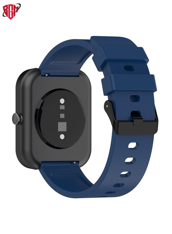 BGM Watch Band Strap For Amazfit Bip 3 20mm Step Silicone Strap Stainless Steel Black Buckle(Royal Blue)  - Image 5