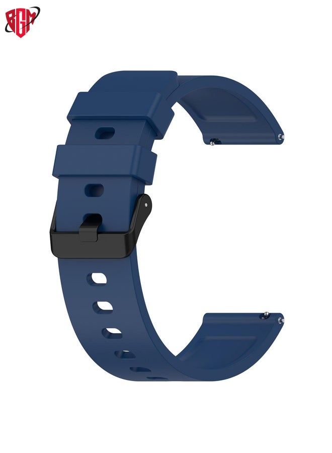 BGM Watch Band Strap For Amazfit Bip 3 20mm Step Silicone Strap Stainless Steel Black Buckle(Royal Blue)  - Image 3