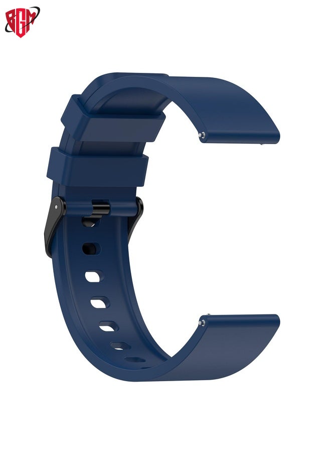 BGM Watch Band Strap For Amazfit Bip 3 20mm Step Silicone Strap Stainless Steel Black Buckle(Royal Blue)  - Image 4