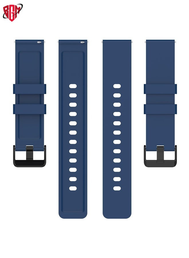 BGM Watch Band Strap For Amazfit Bip 3 20mm Step Silicone Strap Stainless Steel Black Buckle(Royal Blue)  - Image 2