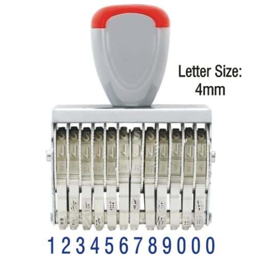 Dinojames Manual Number Stamp 12 Digit Rolling Bands with Symbols (₹, Kg, Gm, No, /, P) with Violet Stamp Pad | Price Marking & Labeling Stamp for Shop, Office & Packaging - Image 2