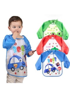 BabyGo Washable 3 Pcs Long Sleeve Bibs Waterproof Baby Bibs Toddler Sleeved Bib Baby Smock For Eating Feeding 6 24 Months (Multicolor)  - Image 2