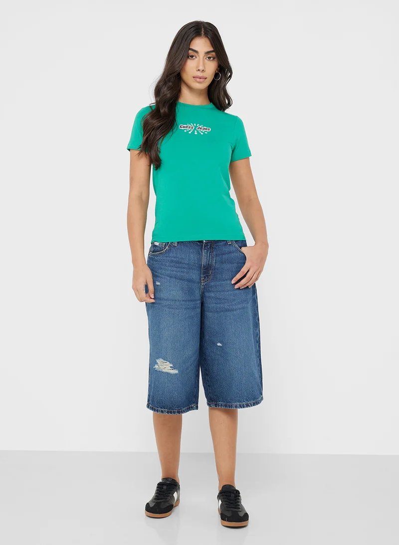 Guess Jeans High Waist Denim Bermuda