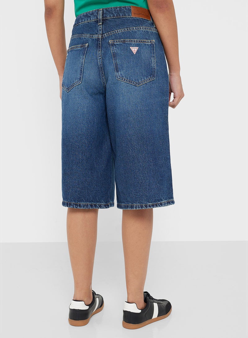 GUESS High Waist Denim Bermuda - Image 3