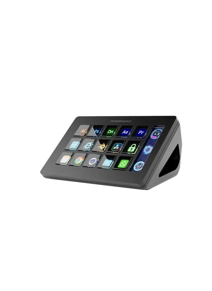 باورولوجي - جهاز Stream Deck مزود بأزرار تفاعلية وبرامج مخصصة/15 رقم لوحة مفاتيح للأجهزة/نظام تشغيل يدعم Windows وMac/إضاءة شاشة 800LUM/نسبة تباين الشاشة 450/شريط عرض - أسود - Image 1