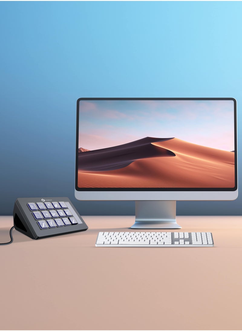 باورولوجي - جهاز Stream Deck مزود بأزرار تفاعلية وبرامج مخصصة/15 رقم لوحة مفاتيح للأجهزة/نظام تشغيل يدعم Windows وMac/إضاءة شاشة 800LUM/نسبة تباين الشاشة 450/شريط عرض - أسود - Image 1