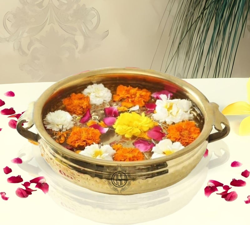 DSH Pure Brass Urli Plane Decorative Bowl Platter Home Decor and Table Decor for Floating Flowers and Candles (6 Inch) - Image 1