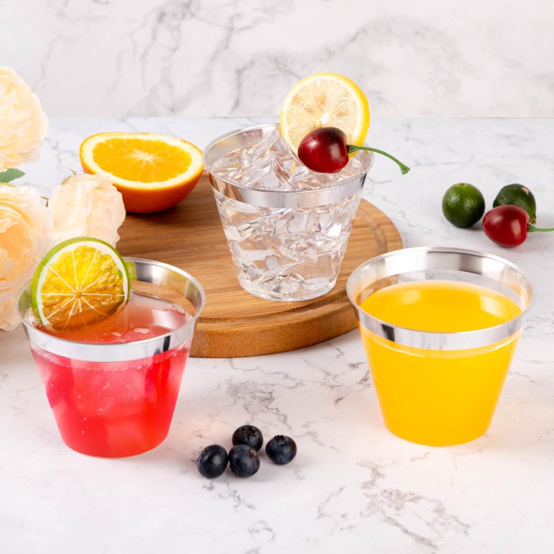 Goodluck 50PCS 9oz Plastic Cups for Party  Disposable Silver Plastic Cups  Plastic Cocktail Glasses for Wedding Thanksgiving  Christmas  and Parties - Image 2