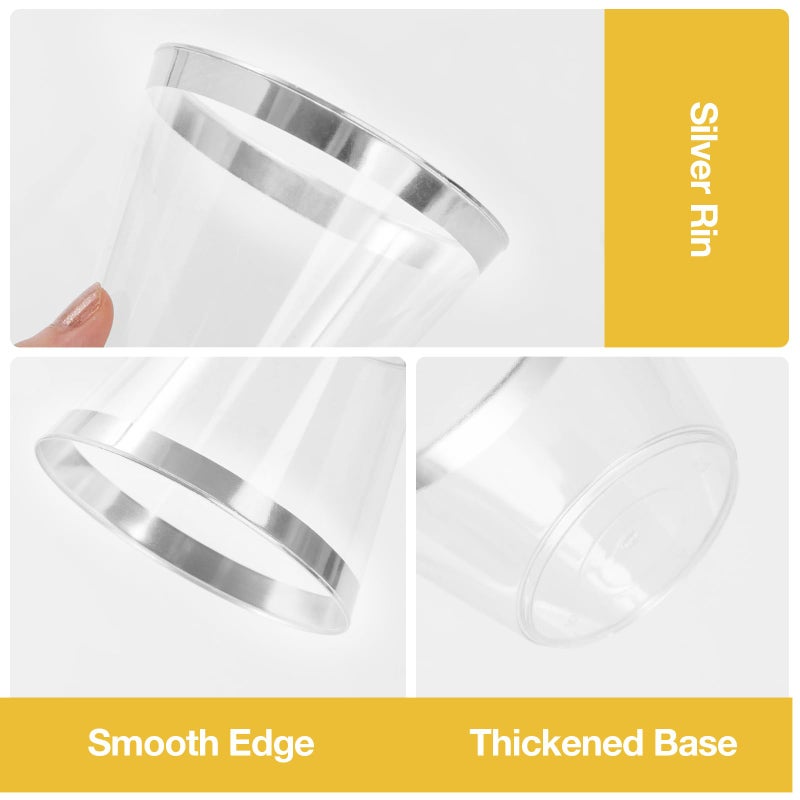 Goodluck 50PCS 9oz Plastic Cups for Party  Disposable Silver Plastic Cups  Plastic Cocktail Glasses for Wedding Thanksgiving  Christmas  and Parties - Image 3