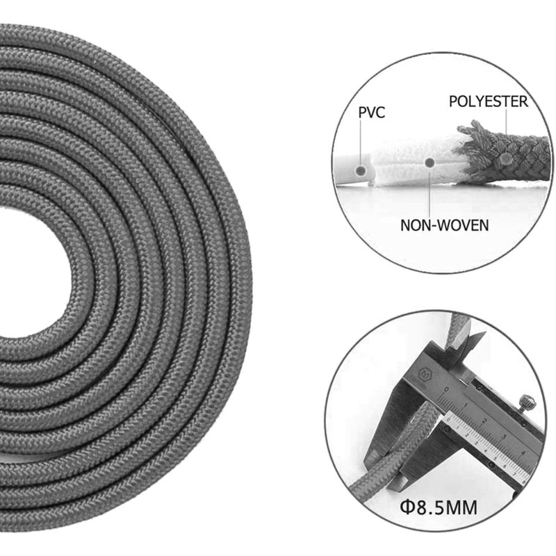 Redify Weighted Jump Rope for Workout Fitness(1LB), Tangle-Free Ball Bearing Rapid Speed Skipping Rope for MMA Boxing Weight-loss,Aluminum Handle Adjustable Length 9MM Fabric Cotton+9MM Solid PVC Rope (Grey) - Image 4