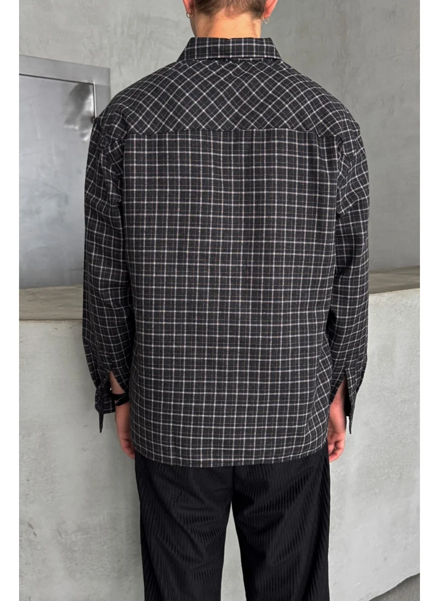 HYMAN Men's Oversize Cut Checked Shirt