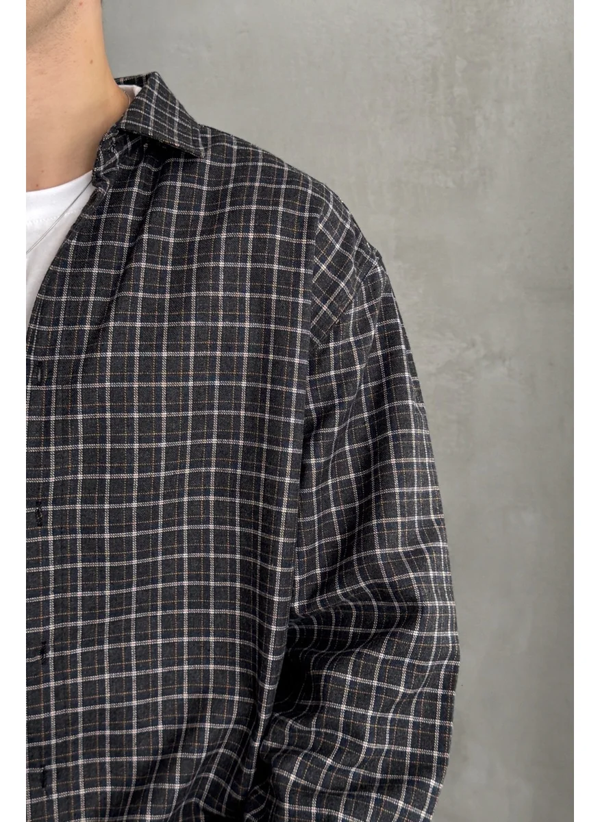 HYMAN Men's Oversize Cut Checked Shirt