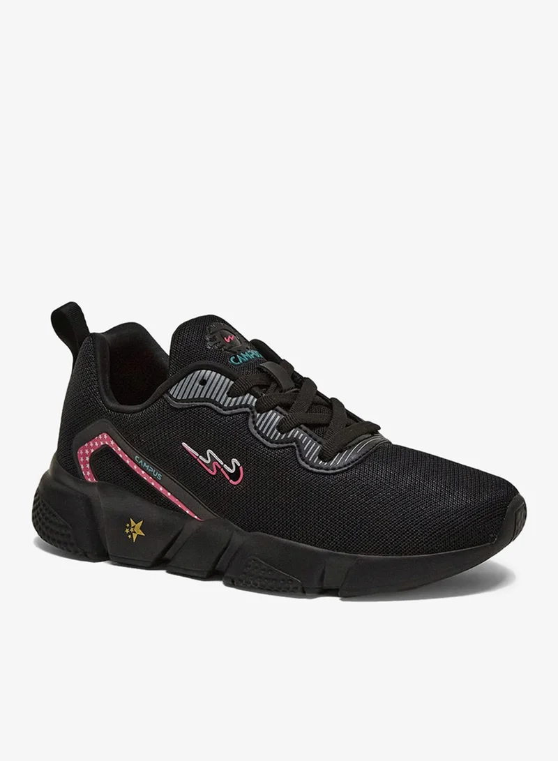 CAMPUS Women's Black Classic Low-Top Sneakers,Shoes with Color Pops for a Fashion Forward Look