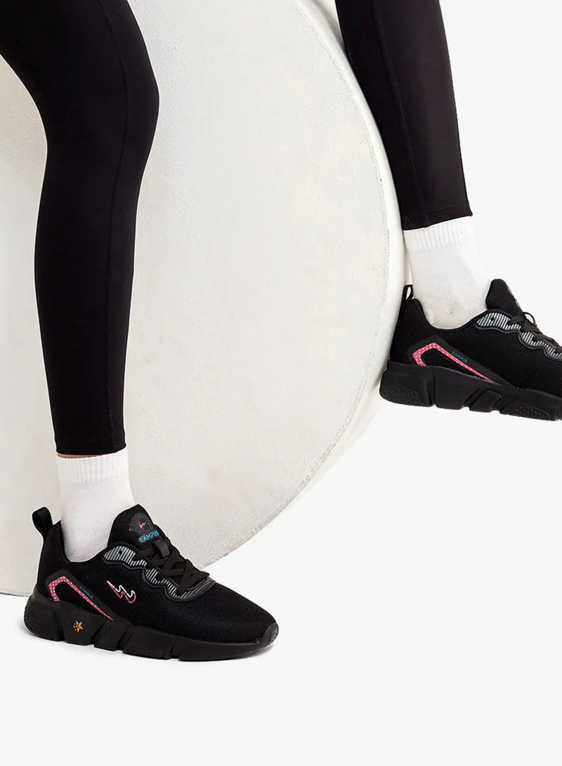 Campus Black Women's Black Classic Low-Top Sneakers,Shoes with Color Pops for a Fashion Forward Look for Women | Best Price UAE