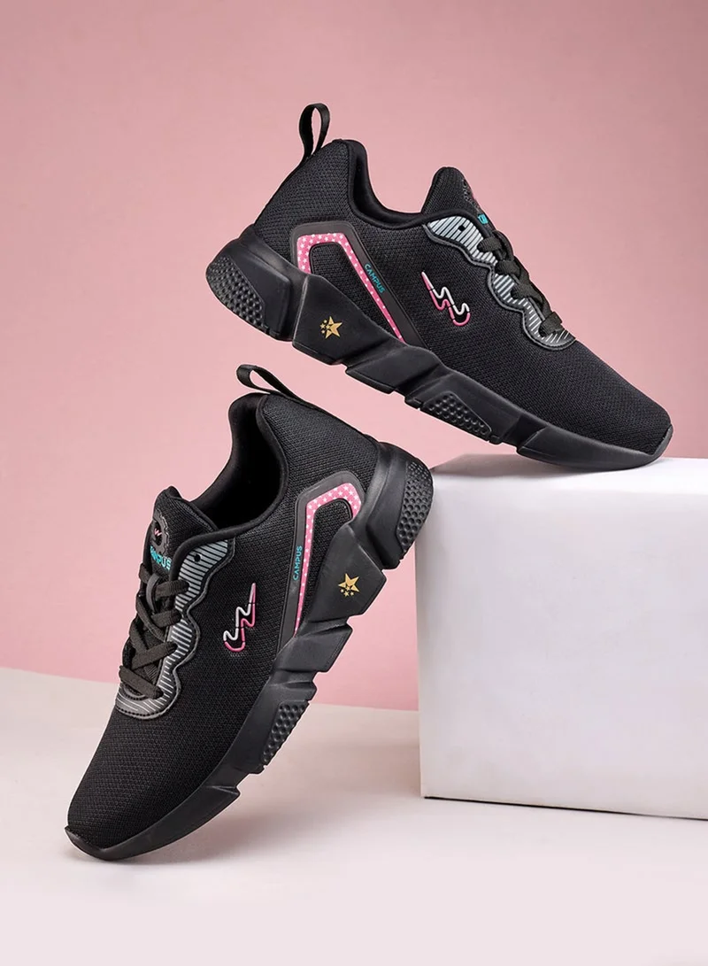 CAMPUS Women's Black Classic Low-Top Sneakers,Shoes with Color Pops for a Fashion Forward Look