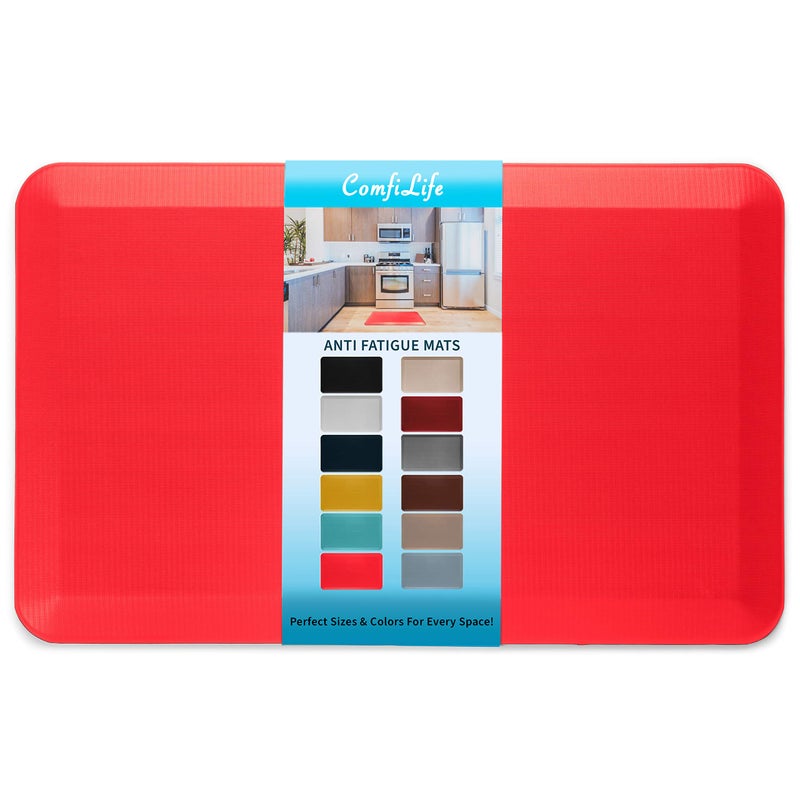 ComfiLife Anti Fatigue Floor Mat  34 Inch Thick Kitchen Mats for Floor Standing Desk Mat Kitchen Rug  Comfort at Home Office  Durable  Stain Resistant  NonSlip 20 x 32 Scarlet Orange