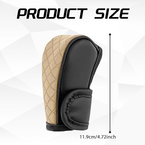QKYS Leather Car Gear Shift Knob Cover, Upgraded Anti-Slip Design Stick Shift Knob Cover, Universal Durable Car Decorative Accessories Shifter Stick Protector Suitable for Cars,Trucks,SUVs (Bk/Bg) - Image 2