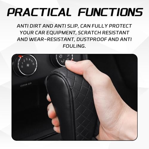 QKYS Leather Car Gear Shift Knob Cover, Upgraded Anti-Slip Design Stick Shift Knob Cover, Universal Durable Car Decorative Accessories Shifter Stick Protector Suitable for Cars,Trucks,SUVs (Bk/Bg) - Image 3