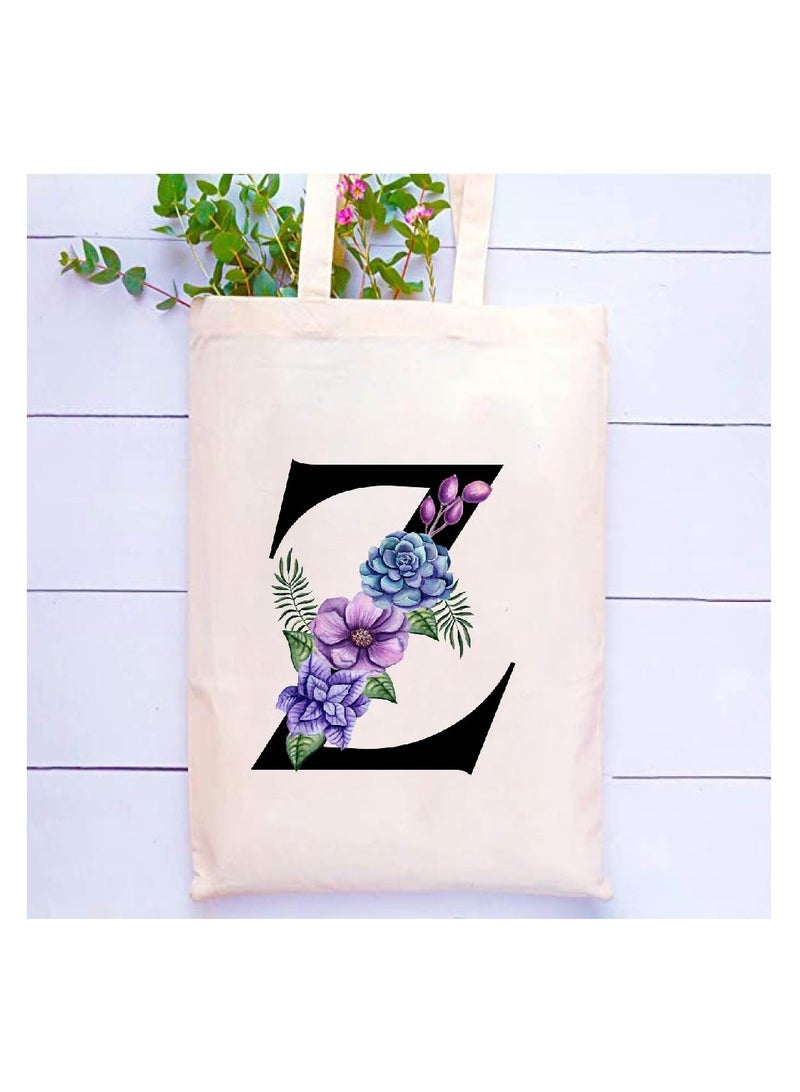 PRINTSHOP4ME Initial Letters Canvas Cotton Tote Bag, Cosmetic Pouch, and Stainless Steel Travel Mug - A Stylish Pack of 3 Combo Set for Girls - Gift for wedding - Gifts for girls - Gift for friends - Image 2