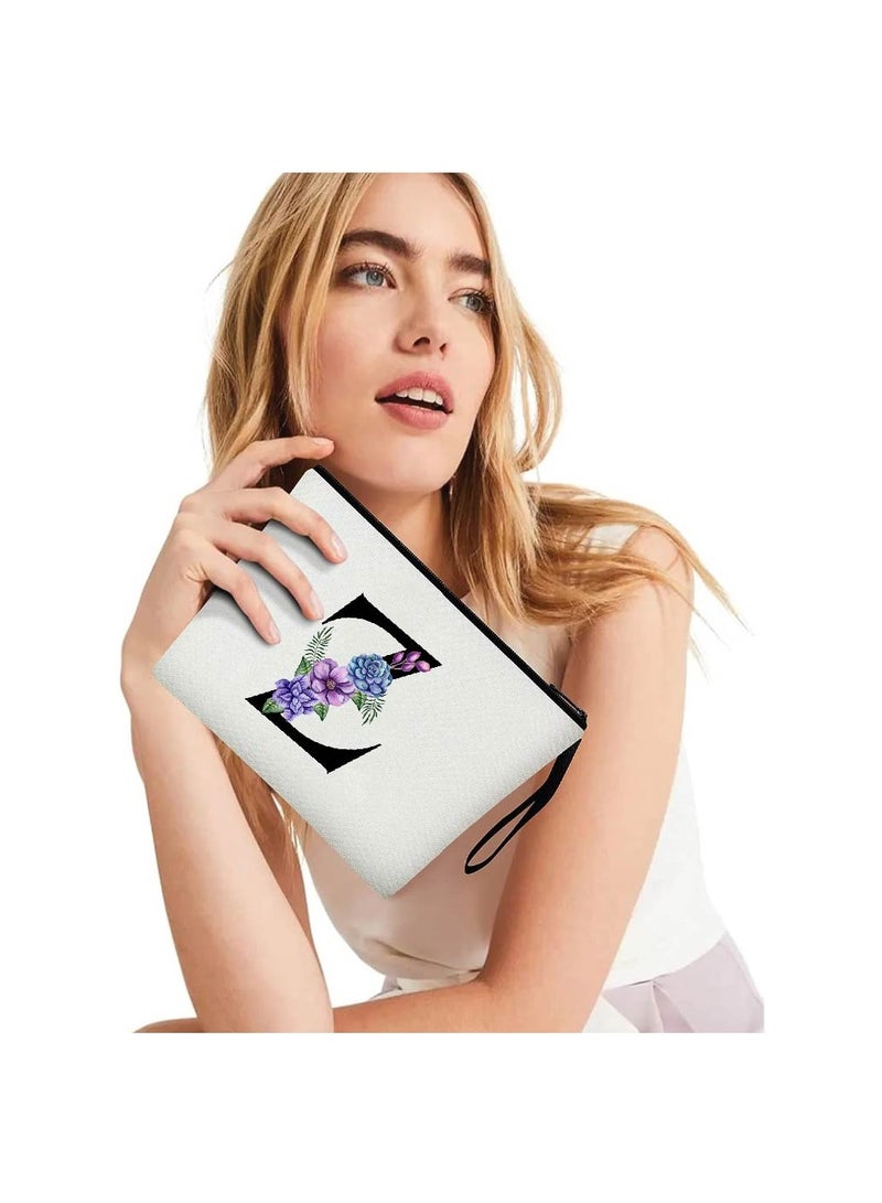 PRINTSHOP4ME Initial Letters Canvas Cotton Tote Bag, Cosmetic Pouch, and Stainless Steel Travel Mug - A Stylish Pack of 3 Combo Set for Girls - Gift for wedding - Gifts for girls - Gift for friends - Image 3