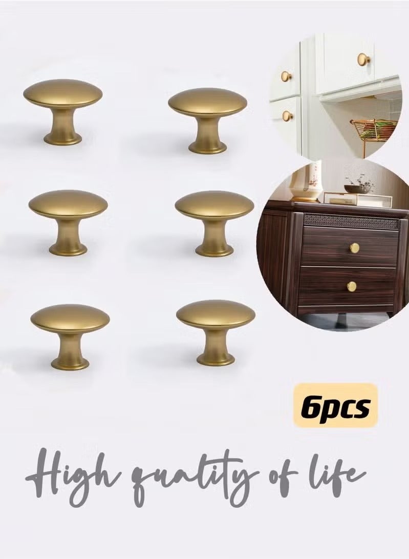 6 Pack Antique Gold Round Cabinet Knobs, Exquisite Design Drawer Handles, Vintage Style Kitchen Cabinet & Dresser Door Knobs, Premium Hardware for Furniture Renovation & Home Decor - Image 1
