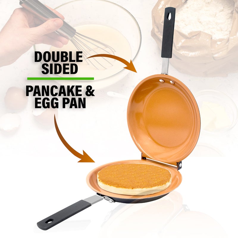 Gotham Steel Double Sided Pan, The Perfect Pancake Maker – Ceramic Nonstick Copper Easy to Flip Pancake Griddle for Fluffy Pancakes, Omelette Maker, Frittata Maker & More! Dishwasher Safe - Image 3