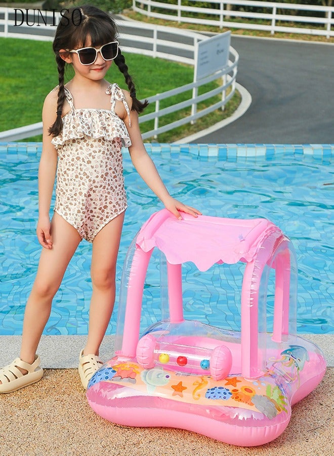 DUNISO Baby Pool Float with Canopy Swimming Pool Float Inflatable for Kids, Inflatable Baby Float with Safety Seat and Handle Water Toys Boat Sunshade for Toddler 6-36 Months - Image 4
