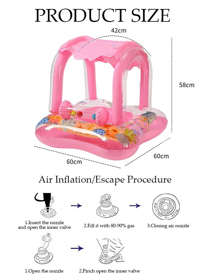 DUNISO Baby Pool Float with Canopy Swimming Pool Float Inflatable for Kids, Inflatable Baby Float with Safety Seat and Handle Water Toys Boat Sunshade for Toddler 6-36 Months - Image 3